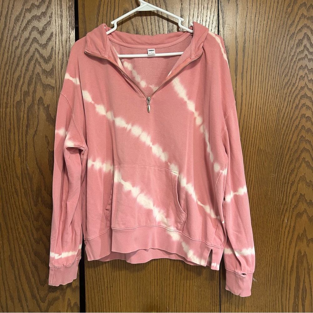 Old Navy Pink and White Tie-Dye Hoodie